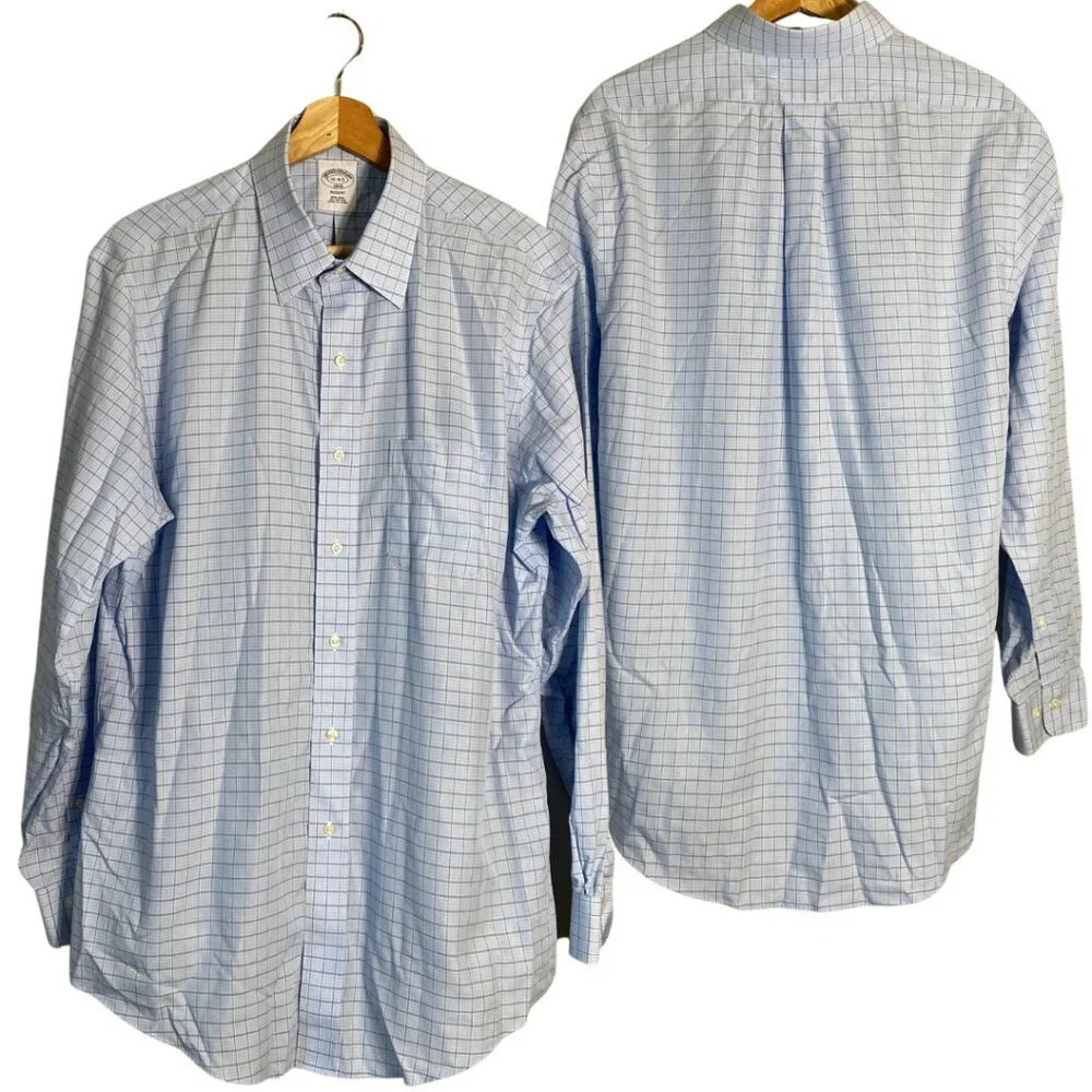 Brooks Brothers Regent Fit Plaid Non-Iron Oxford Button Down Shirt Mens 16 - 4/5
